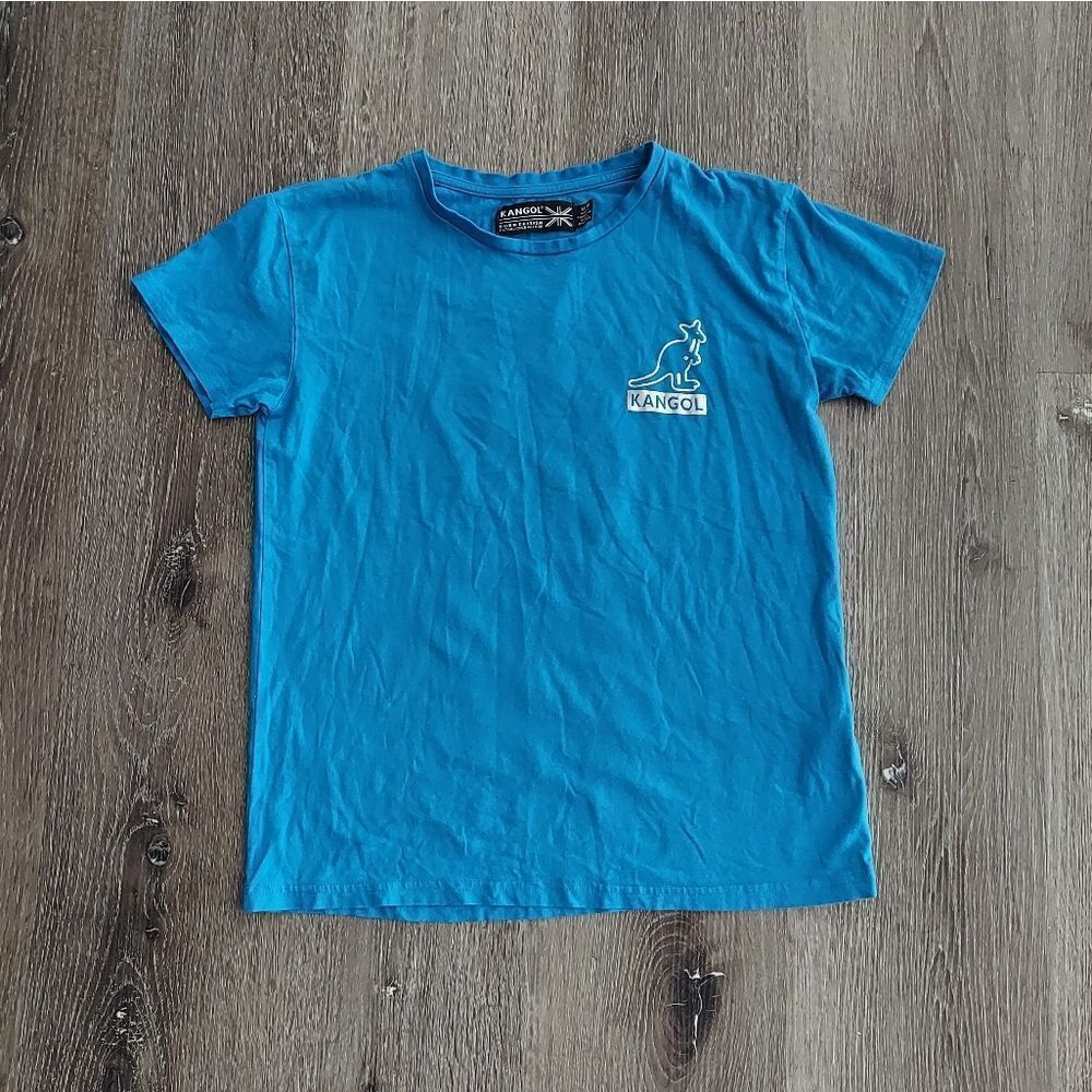 Kangol T-Shirt Blue Silver Graphic Logo Spellout Size Medium 💙